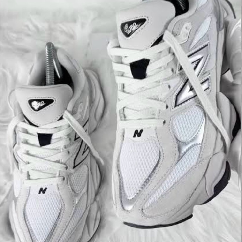 New Balance White and Silver Women's Sneakers